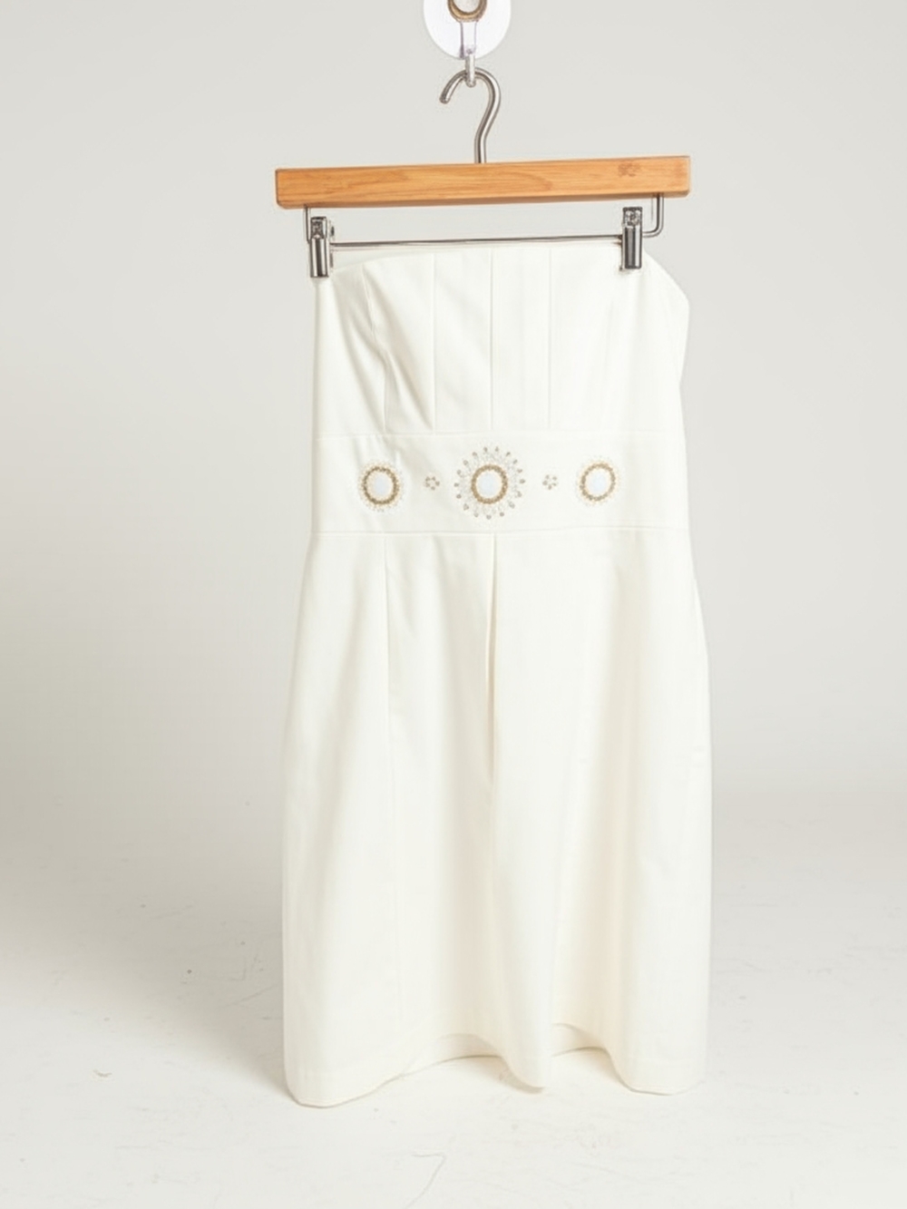 Gorgeous Camille La Vie Strapless Ivory Embellished Pleated Mini Cocktail Dress
